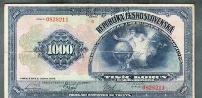 Staré bankovky 1000 korun 1932