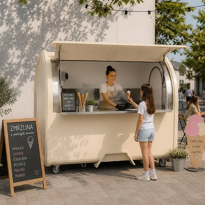 Food Truck Krémový 2 m bez lednice