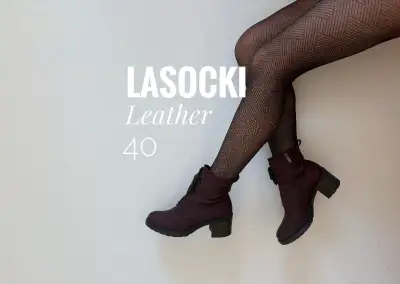 Kožené vínové kotníčkové kozačky Lasocki