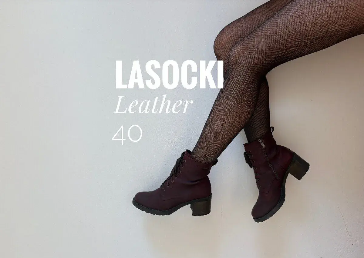 Kožené vínové kotníčkové kozačky Lasocki