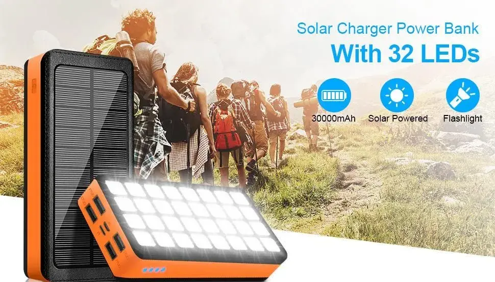 Solární Powerbanka Psooo PS -900 se silnou svítilnou