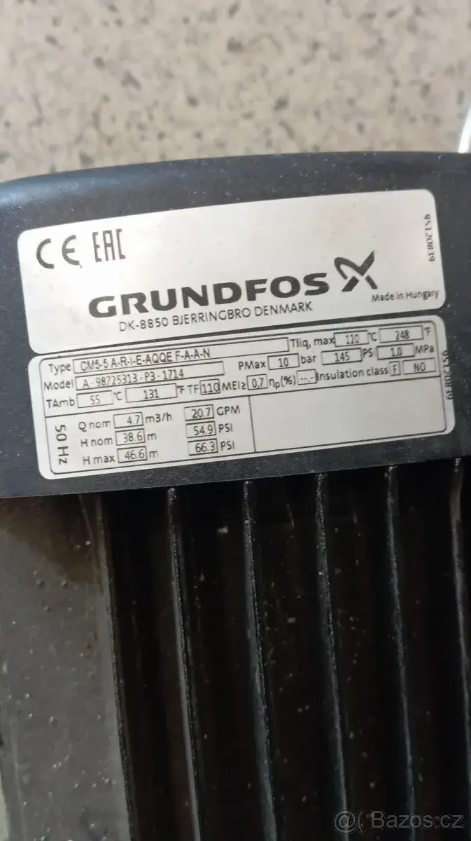 Čerpadlo Grundfos 1,1kw type CM5-5 A-R-I-E-AQQE F-A-A-N