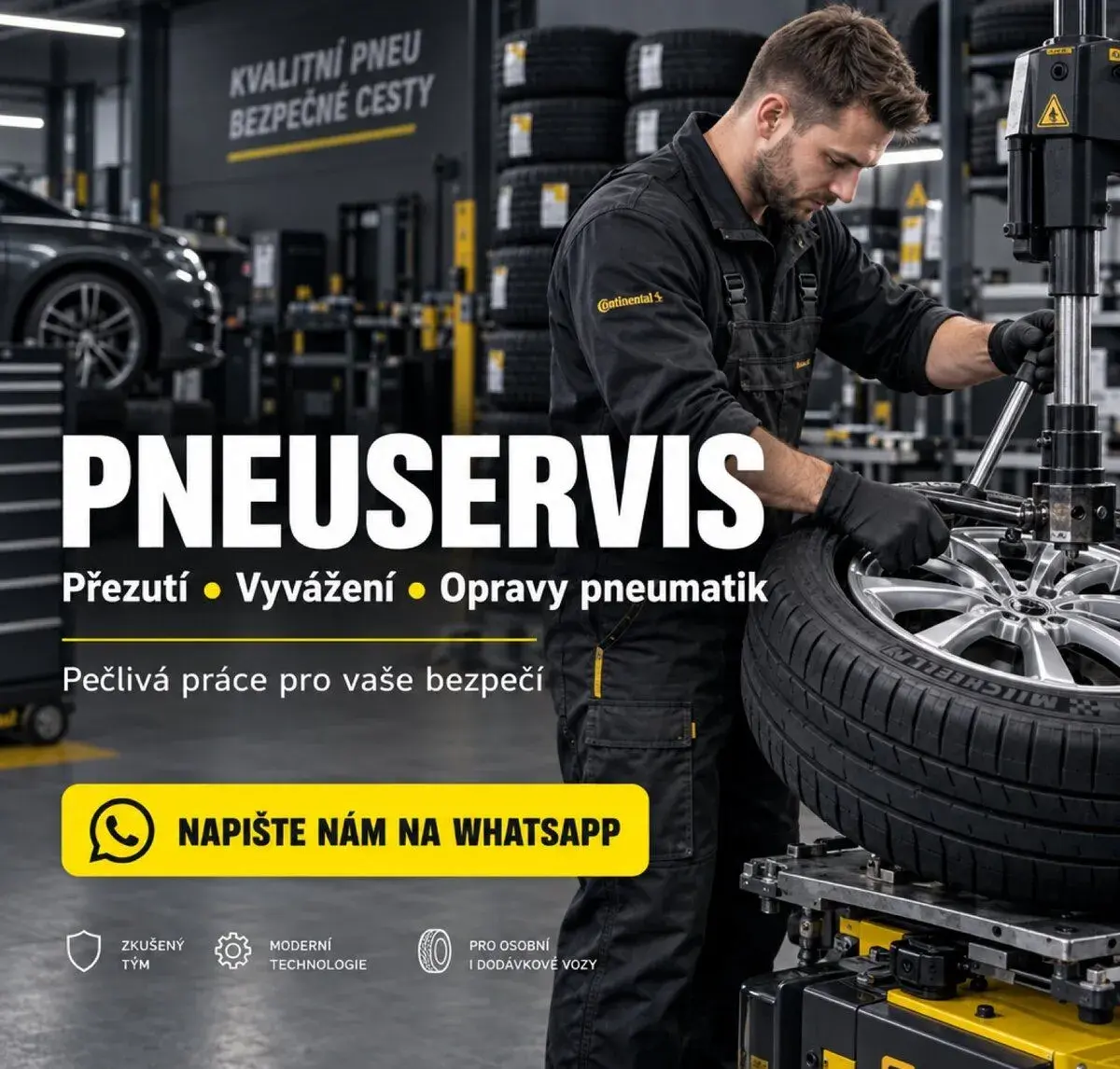 Pneuservis – přezutí, vyvážení a opravy pneumatik | WhatsApp