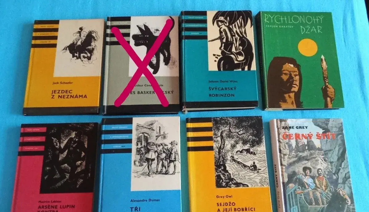 Knihy: ZANE GREY, KAREL MAY, EDUARD ŠTORCH.