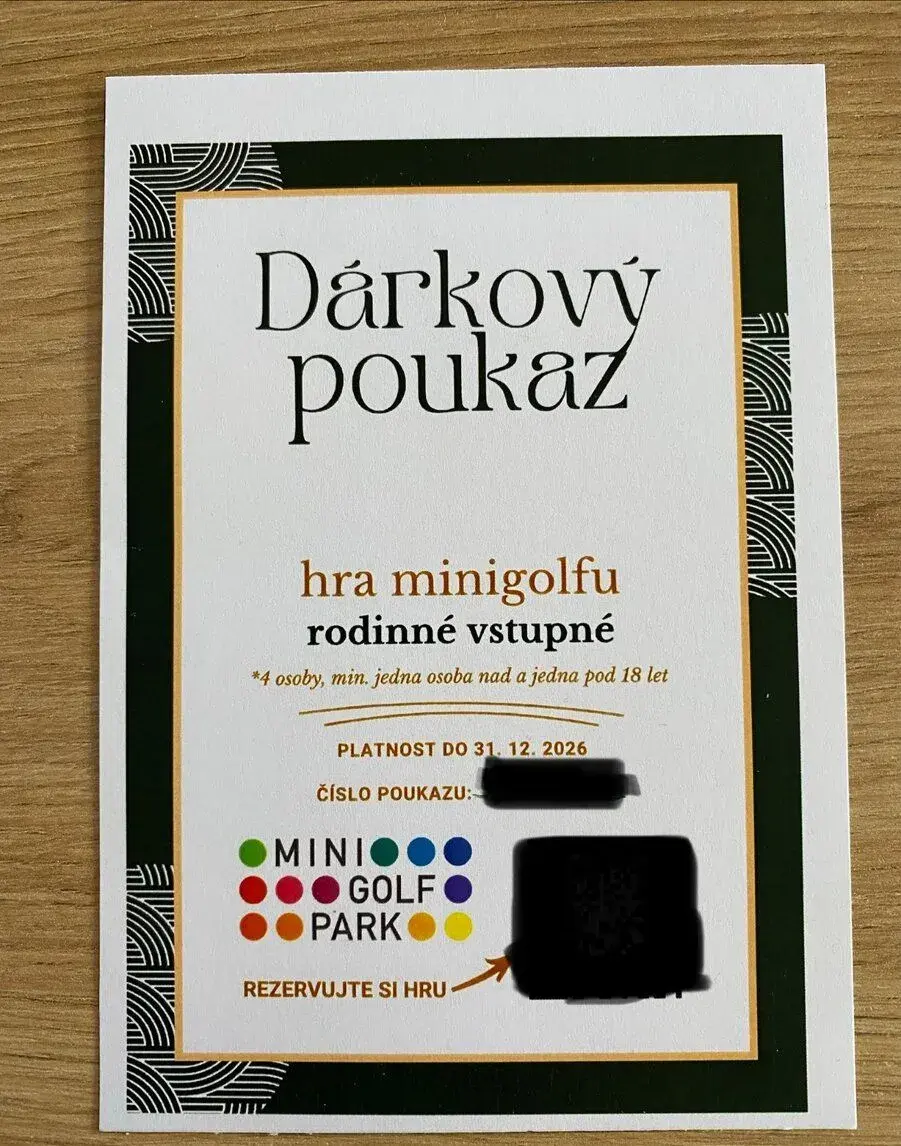 MINIGOLF PARK - Praha Maniny, rodinný poukaz pro 4 osoby