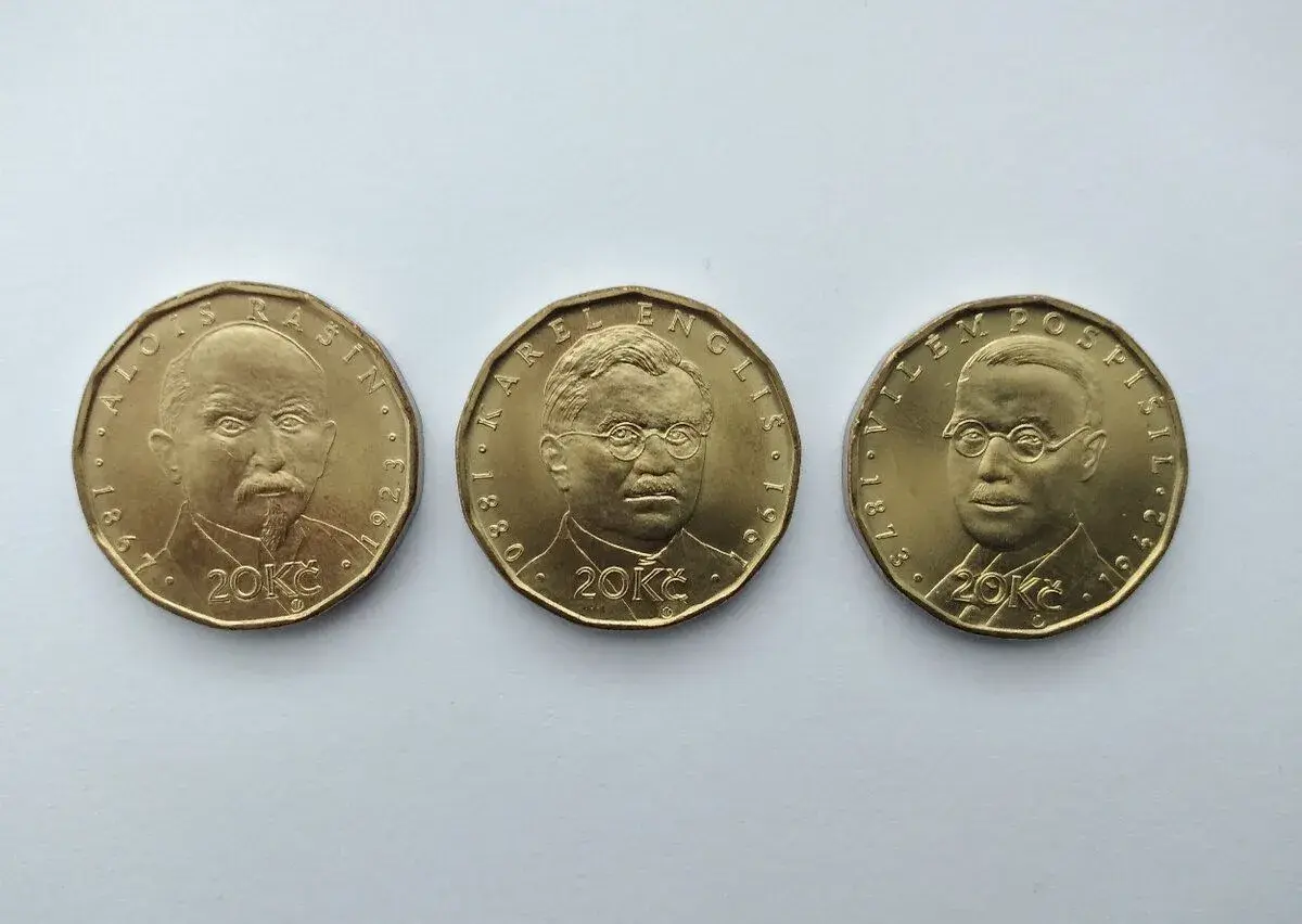 Jedna sada oběžných mincí 20 Kč ke 100.výročí republiky