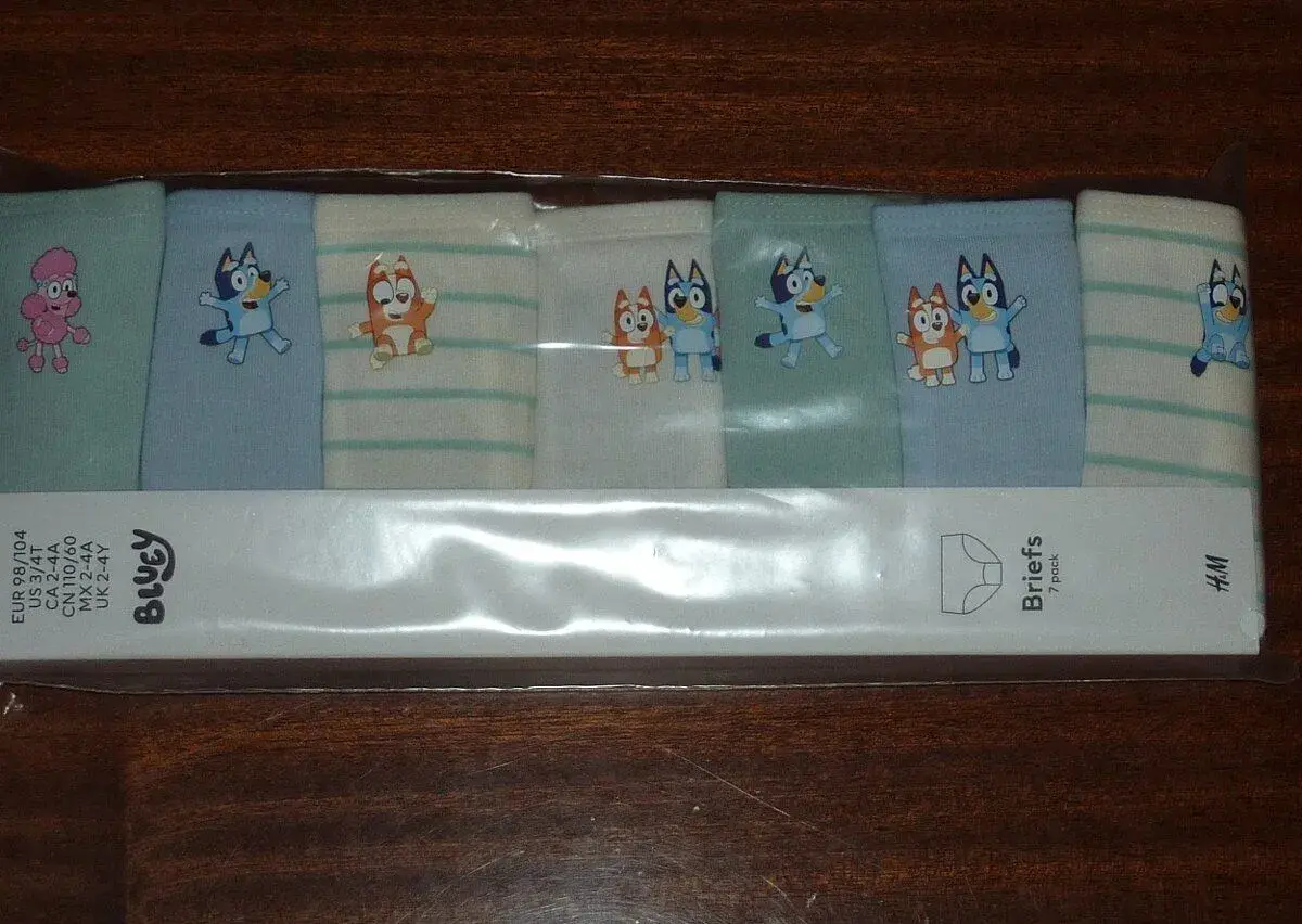 Nové-H&M-7x Kalhotky-Bluey na holčičku 6-8 Let