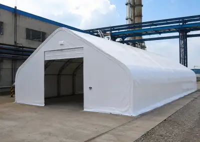 Plachtová hala 10 × 21,35 × 6,1 m – sedlová, PVC 900 g/m²