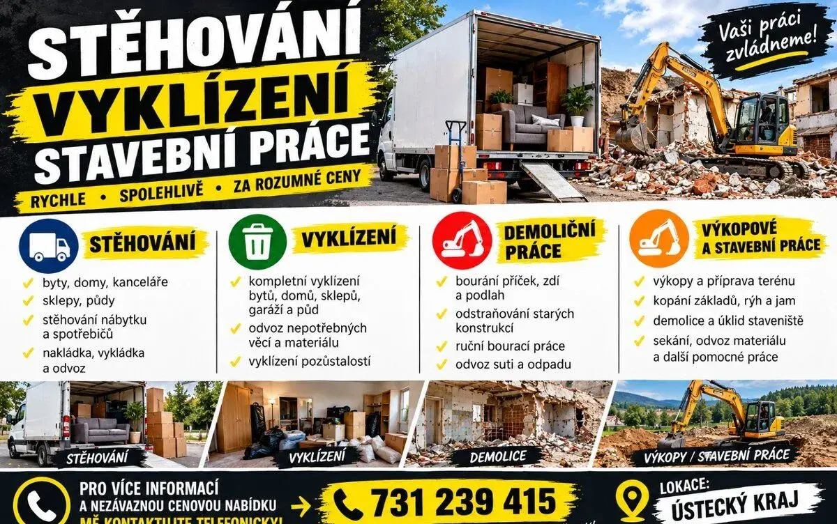 STĚHOVÁNÍ, VYKLÍZENÍ A STAVEBNÍ PRÁCE – ÚSTECKÝ KRAJ