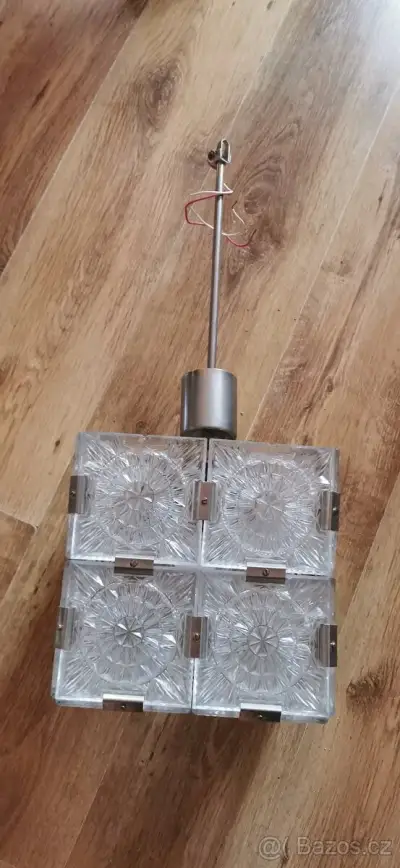 Lustr skleněná Kostka funkční, v mědi