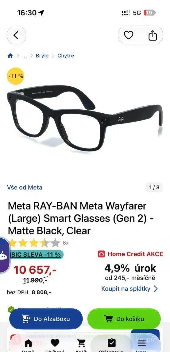 Meta RAY-BAN 2 Meta Wayfarer (Large), Stav jako nové
