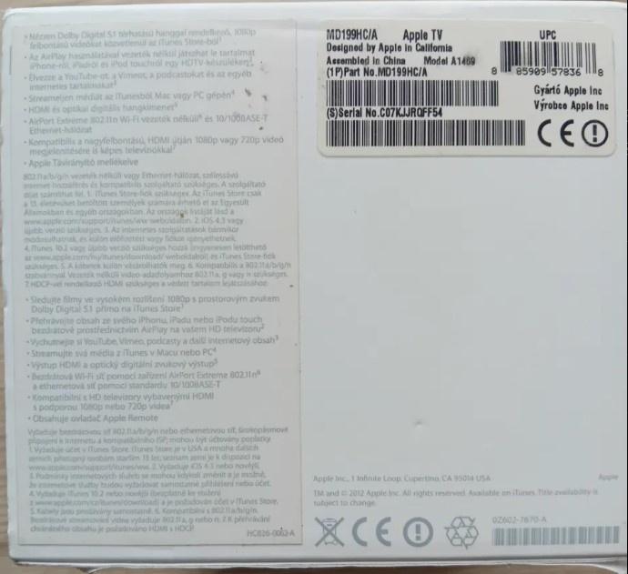 Apple TV 3. generace (Rev A)
