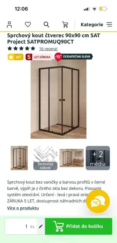Sprchový kout 90x90