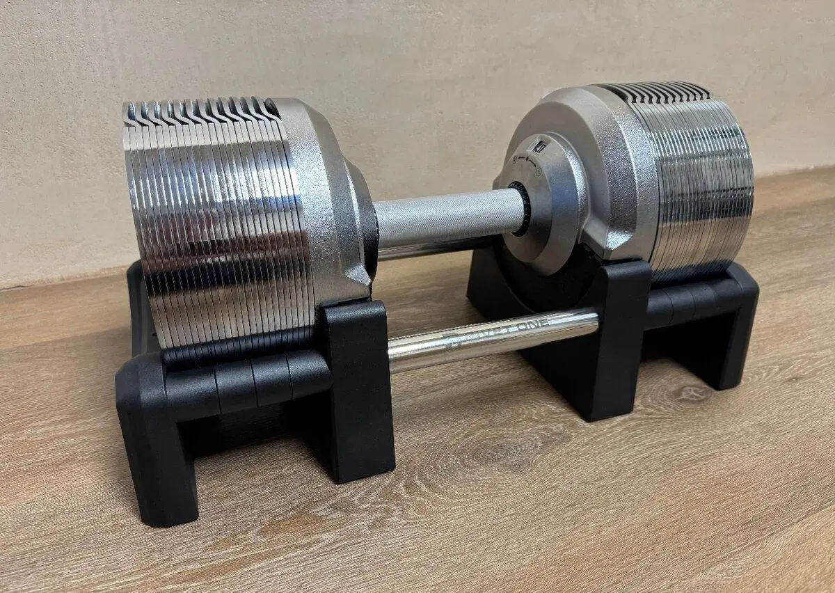 Nastavitelné činky Rivet One 23,5 kg – stříbrné, NOVÉ