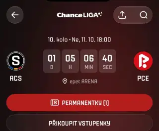 Vstupenka Sparta - Pardubice