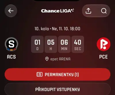 Vstupenka Sparta - Pardubice