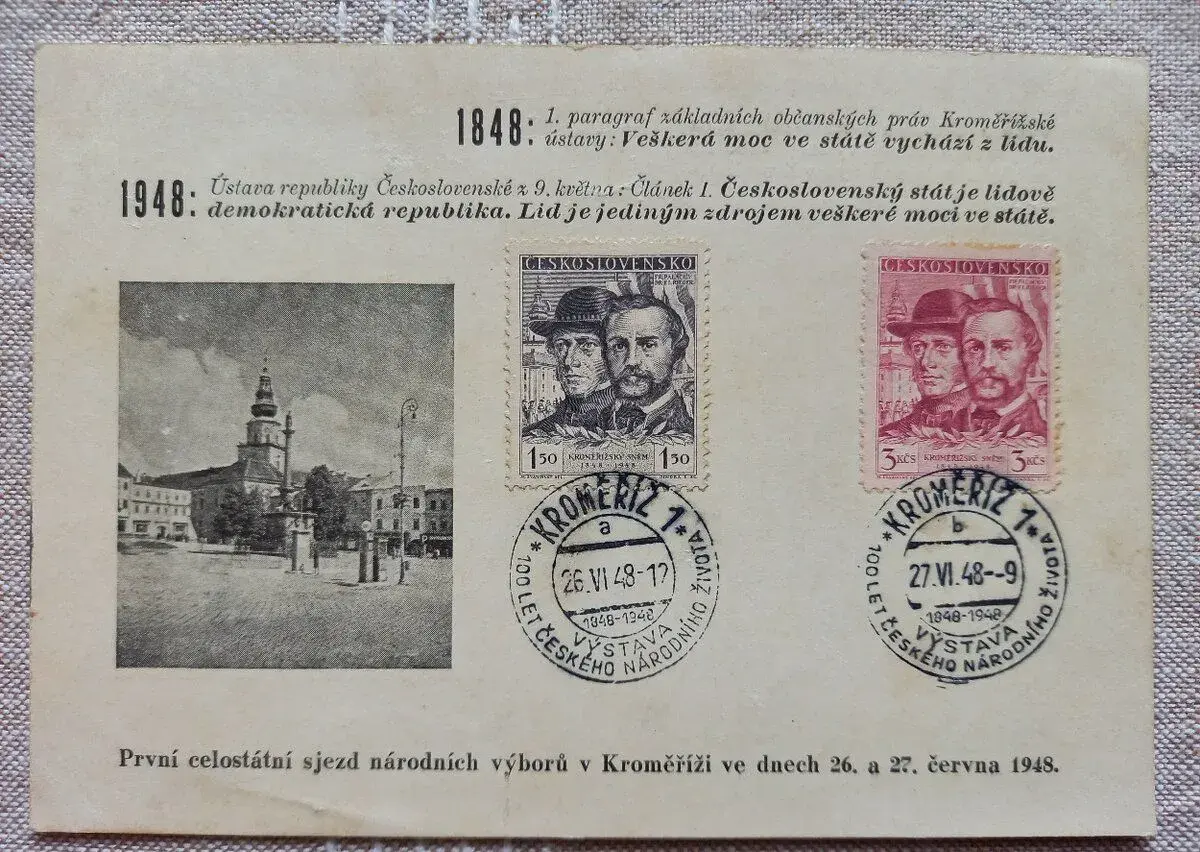 Korespondenční lístek z roku 1948