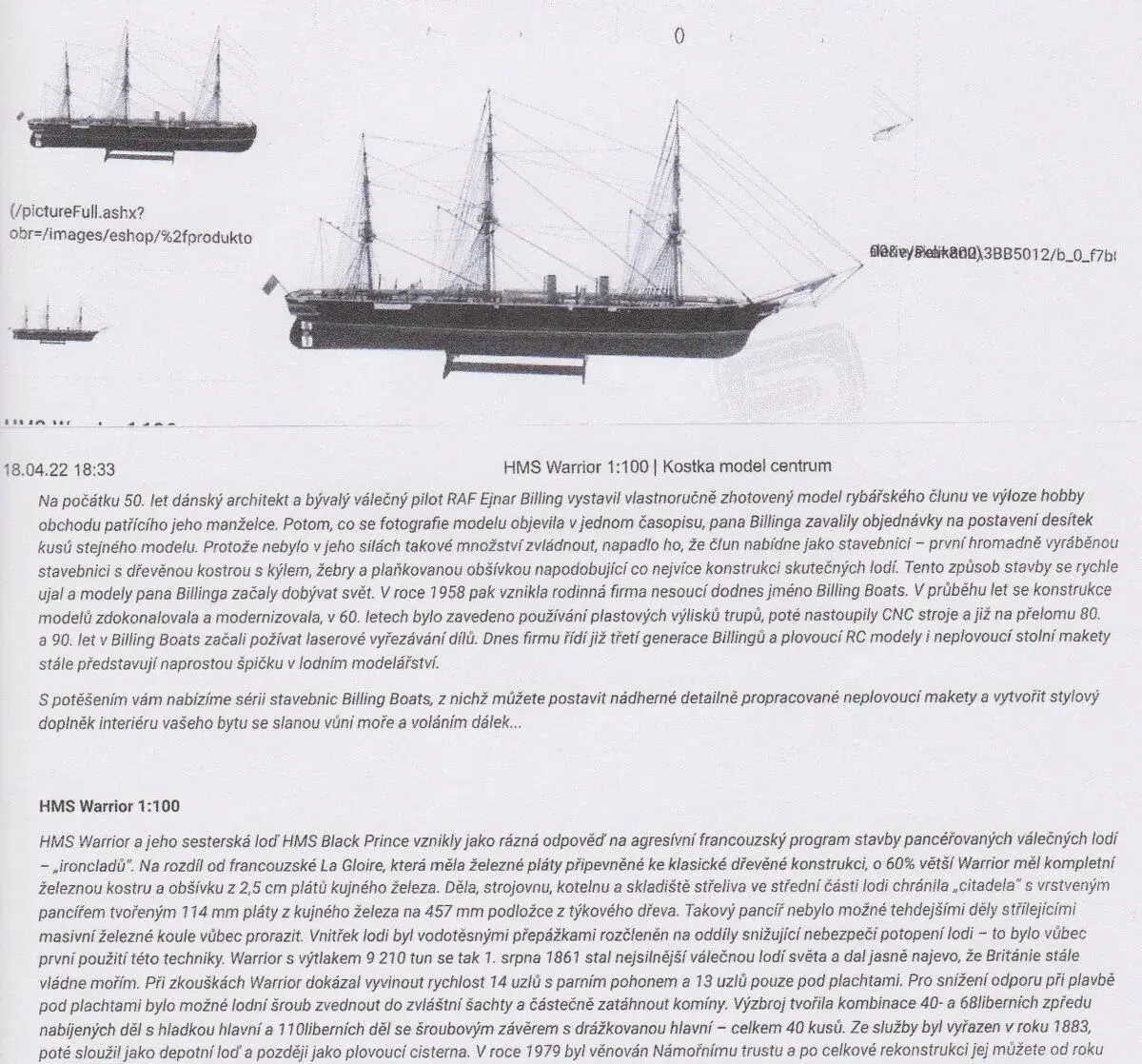 Stavebnici modelu"HMS Warrior 1: 100