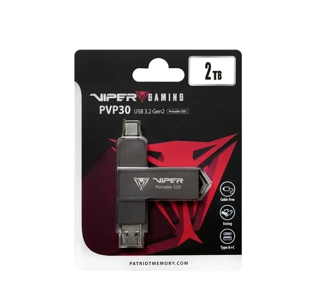 Externí SSD Patriot VIPER PVP30 2TB USB-A/C šedá