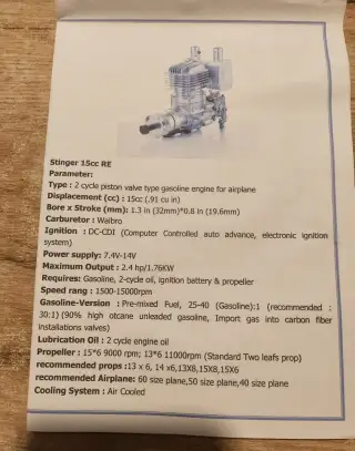 Spalovací motor Stinger 15cc RE