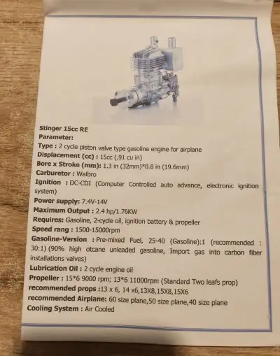 Spalovací motor Stinger 15cc RE
