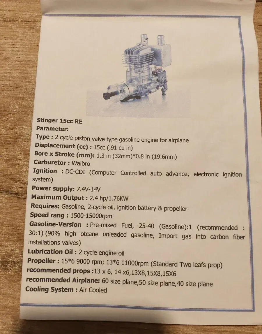 Spalovací motor Stinger 15cc RE