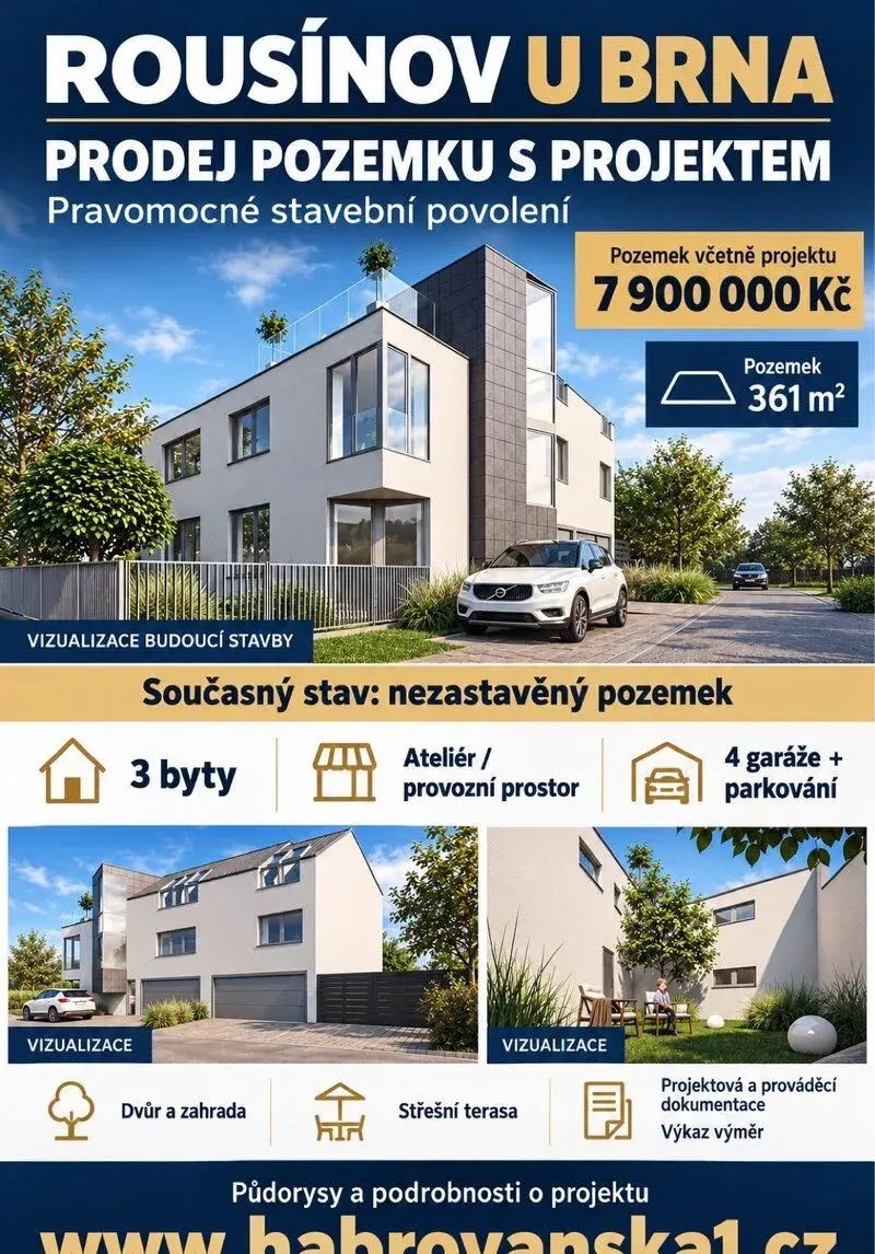 Rousínov – pozemek s projektem a stavebním povolením