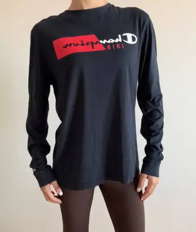 Modrý longsleeve / tričko s dlouhým rukávem Champion