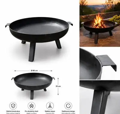 Venkovní zahradní ohniště 80 cm
