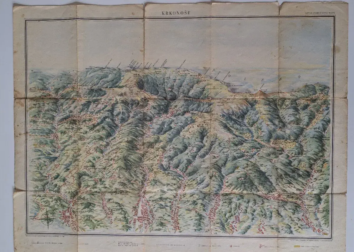 Letní pohledová mapa, Krkonoše, Čedok / Orbis, 1953