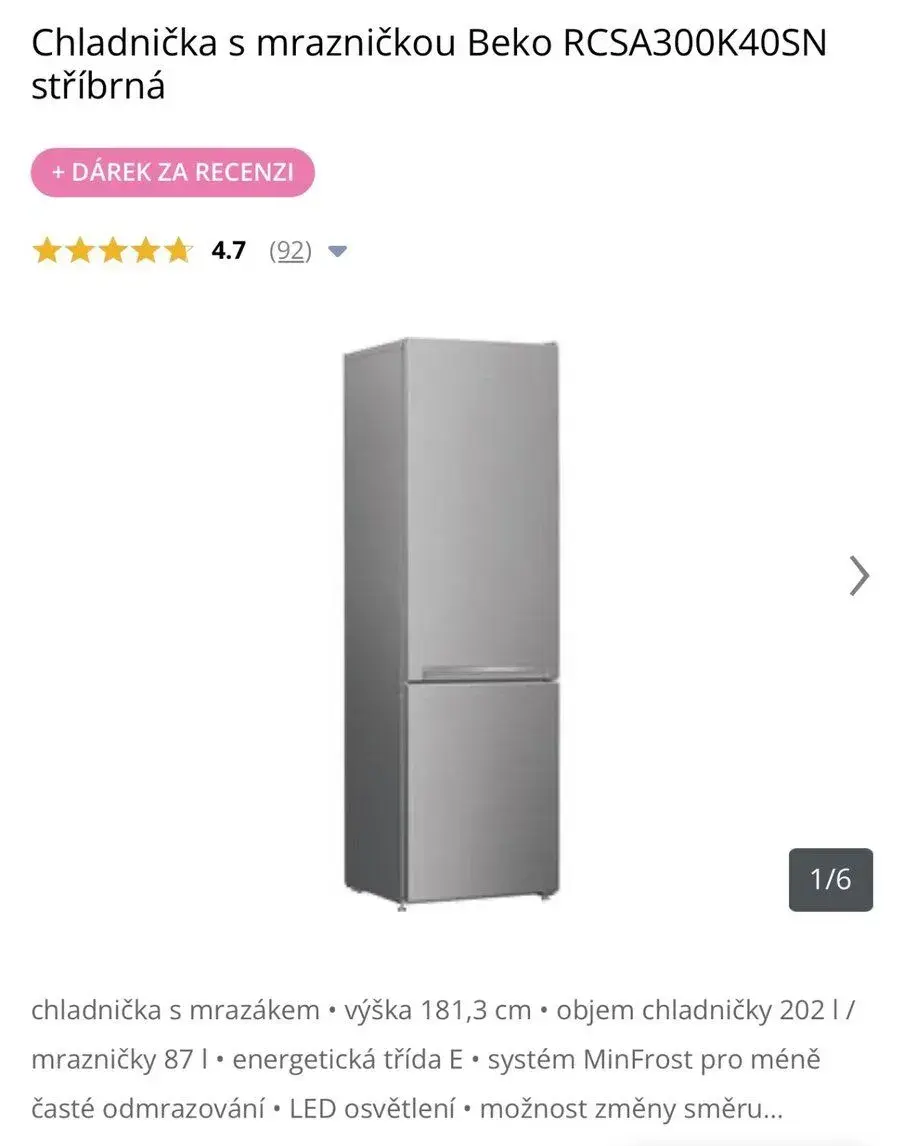 Lednice s mrazákem Beko