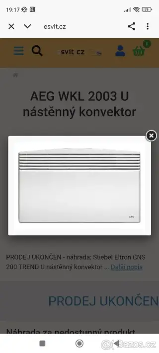 Nástěnný konvektor AEG WKL 2003U
