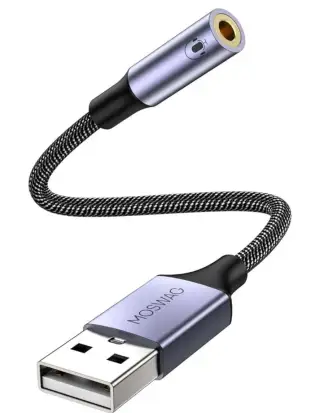 Kabel 20cm USB na 3,5mm sluchátkový jack audio adaptér