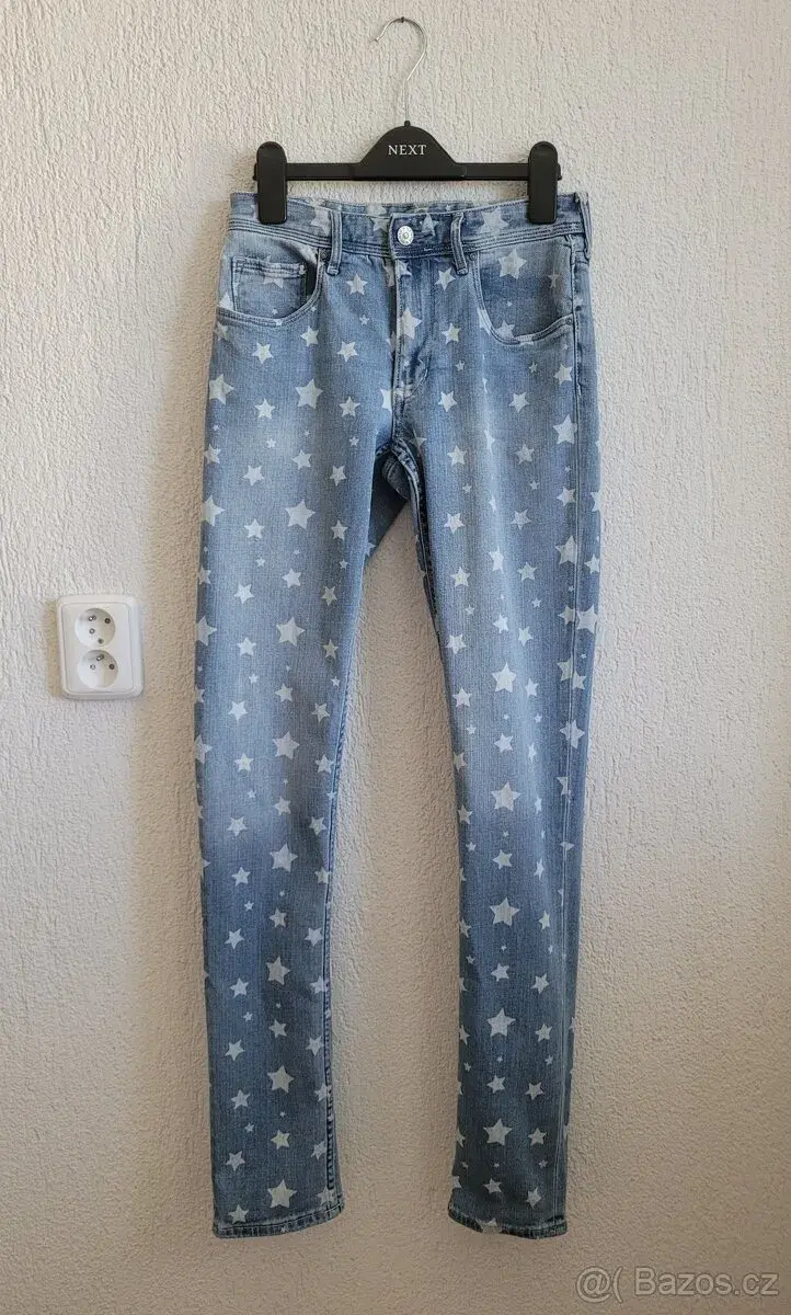 H&M ★ hvězdičkové skinny džíny, vel. 164
