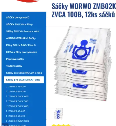Sáčky do vysavače Zelmer apod. MAXI pack 12ks