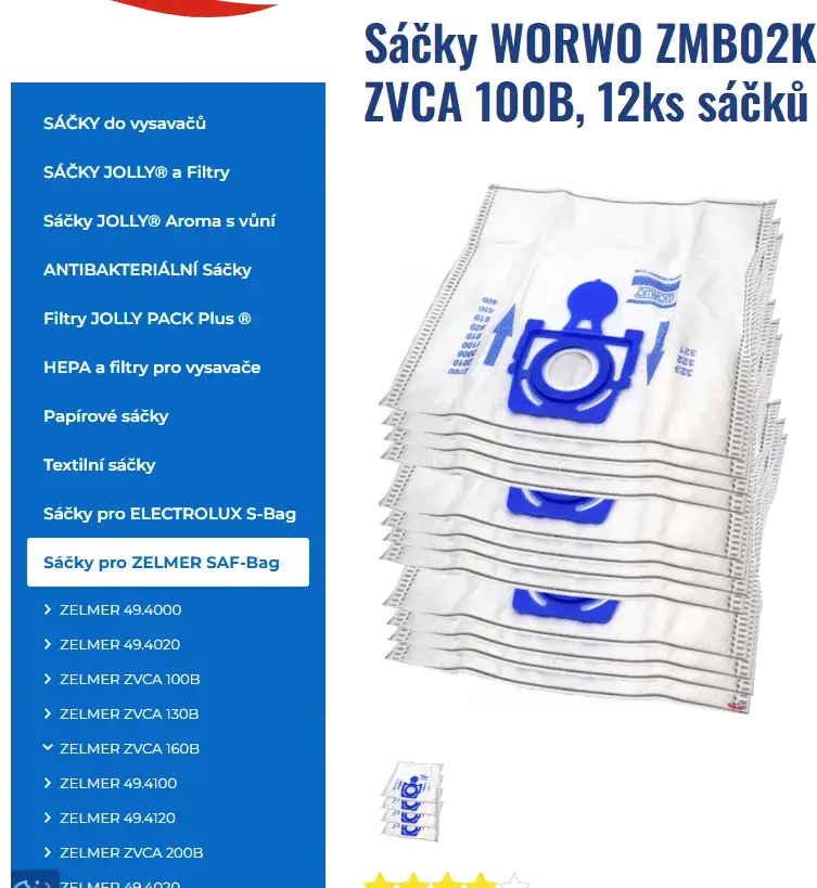 Sáčky do vysavače Zelmer apod. MAXI pack 12ks
