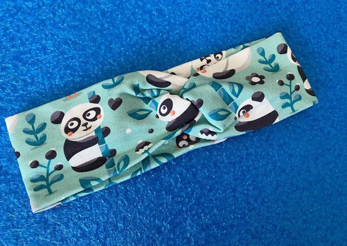 🐼 Kouzelná dětská bavlněná čelenka s pandou -obvod 46–48 cm