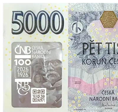 Výroční bankovky 5000 Kč ČNB se spec. přítiskem