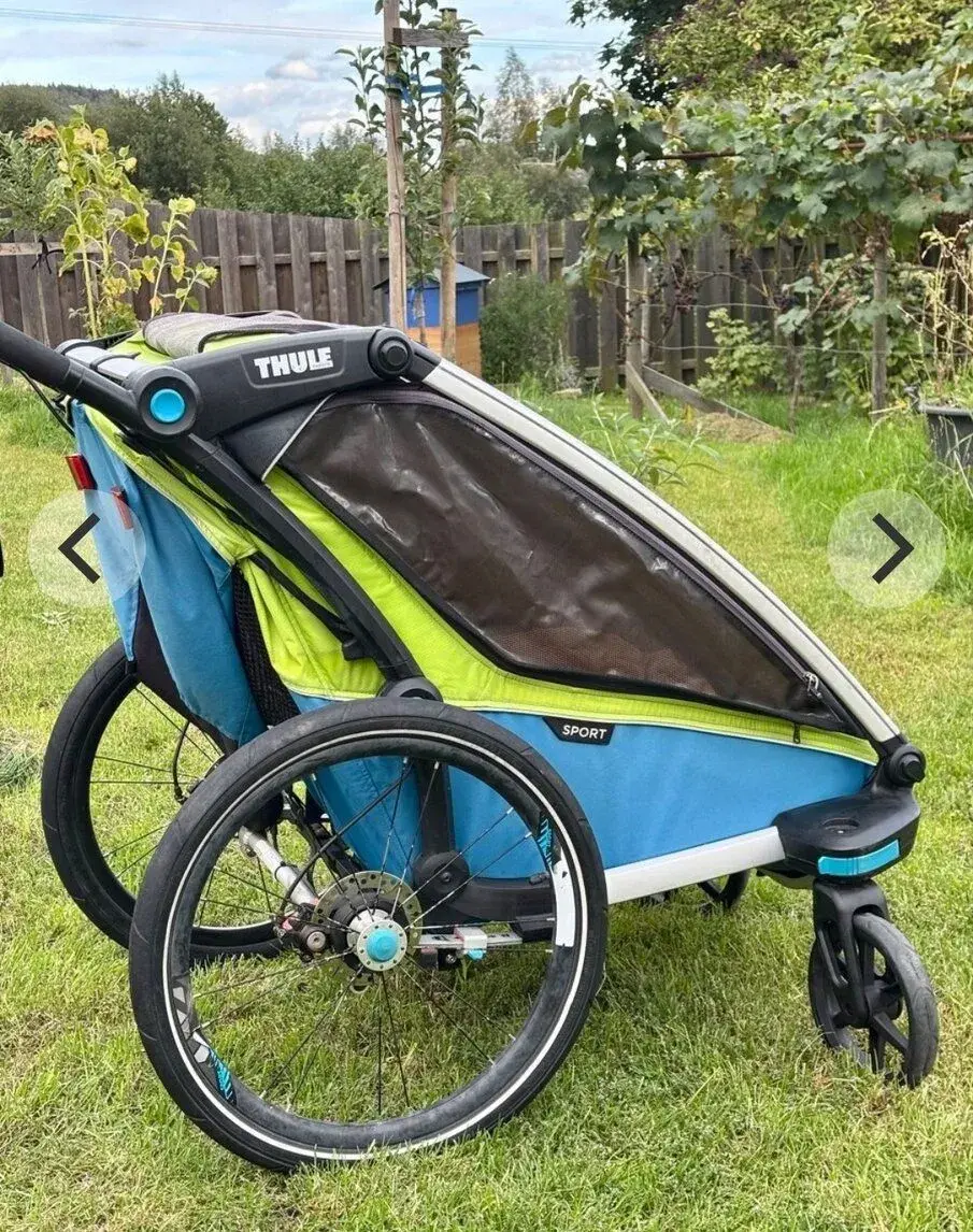 Cyklovozik thule chariot sport 1 + ski set + mega vybava