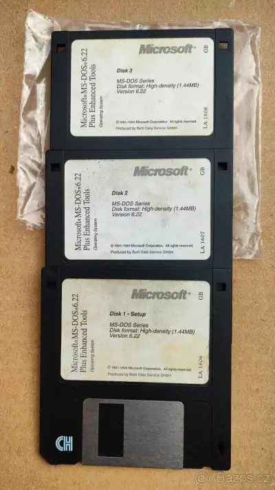 Originální diskety Microsoft MS-DOS 6.22 (3 ks) – Retro