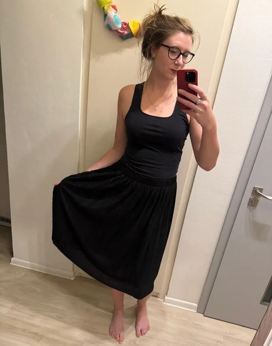 Černá nabíráná midi sukně, H&M, Vel. L