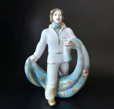 Porcelánová soška Rybář 21 cm, Polonne USSR