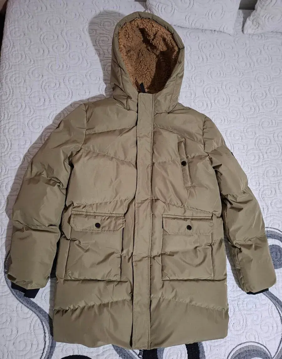 Chlapeckou zimní bundu khaki s kožíškem vel.164 NOVÁ