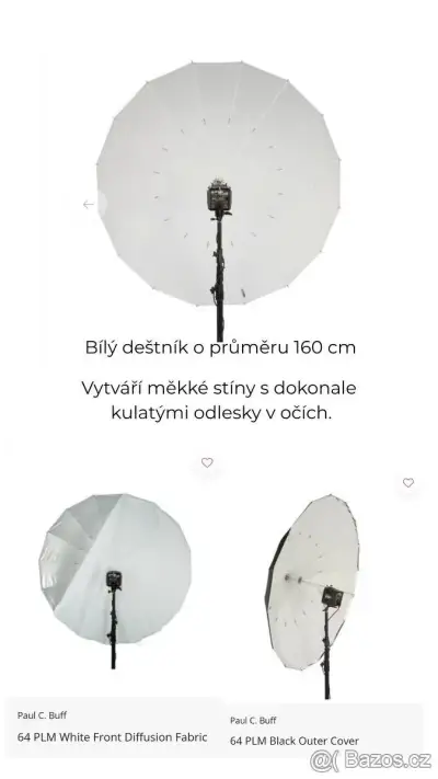 Bilý deštník průměr 160 CM