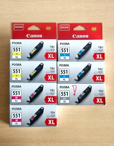 7ks Originální inkousty Canon CLI-551 XL
