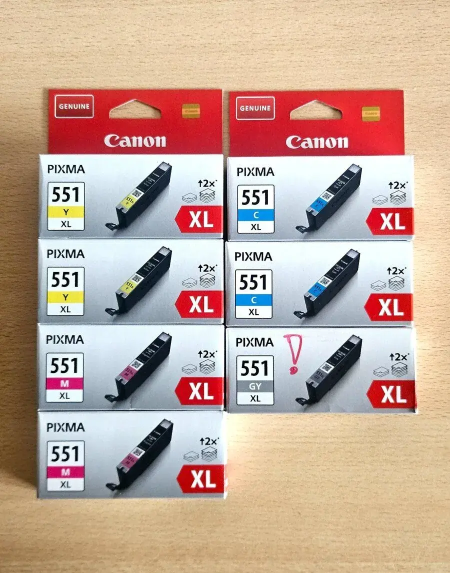 7ks Originální inkousty Canon CLI-551 XL
