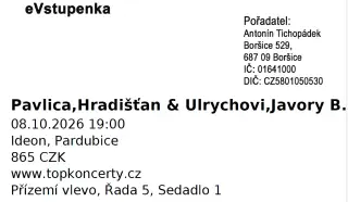 Vstupenky-Ulrychovi-Javory a Hradišťan