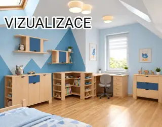 Kompletní sestava nábytku do dětského pokoje.