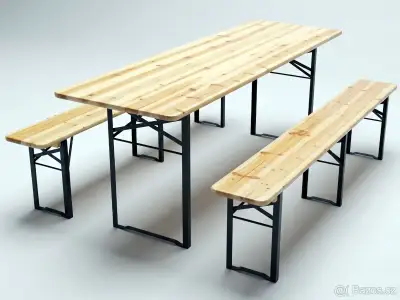 Pivní set – sada 2 lavic (200 x 25 cm) a stolu (200 x 60 cm)