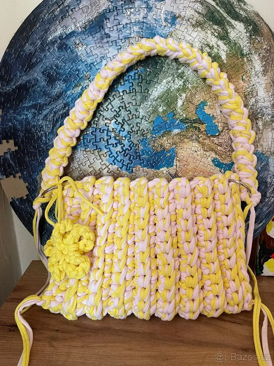 Ručně háčkovaná kabelka ze 100% bavlny (Handmade)